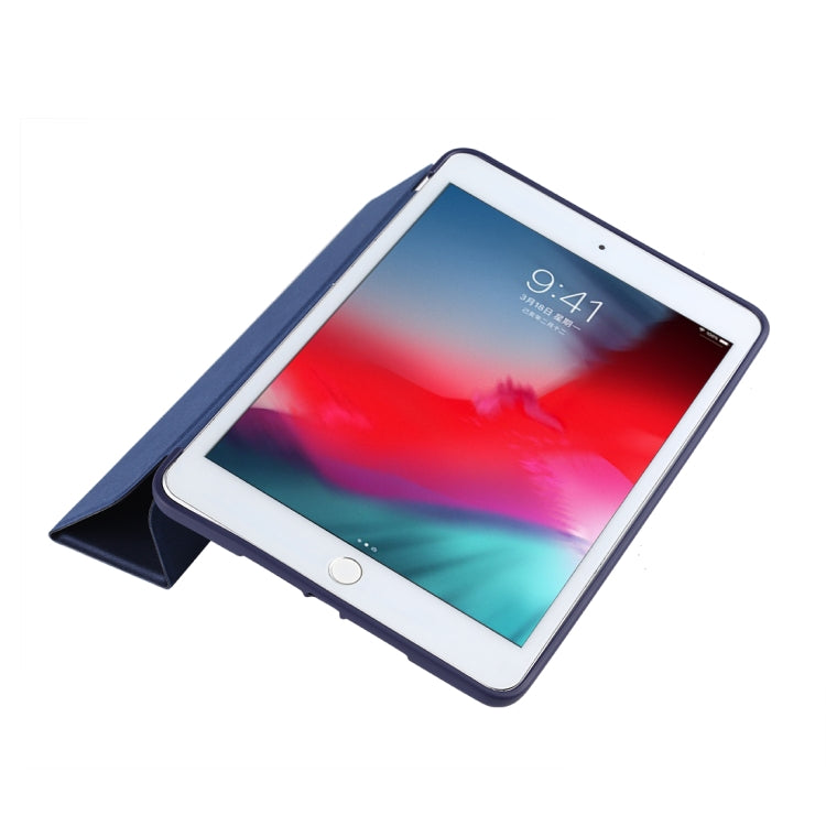 PU Plastic Bottom Case Foldable Deformation Left and Right Flip Leather Case with Three Fold Bracket & Smart Sleep for iPad mini 2019