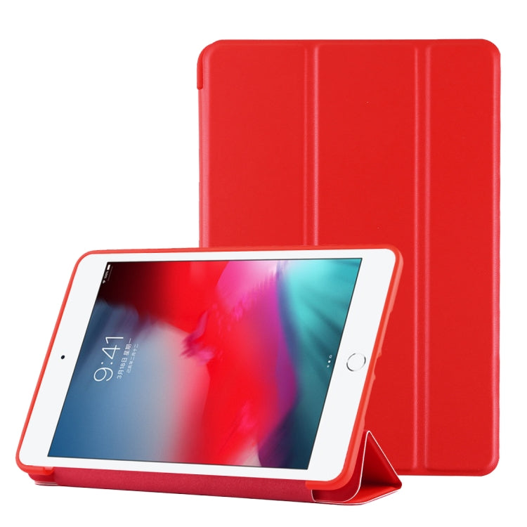 PU Plastic Bottom Case Foldable Deformation Left and Right Flip Leather Case with Three Fold Bracket & Smart Sleep for iPad mini 2019