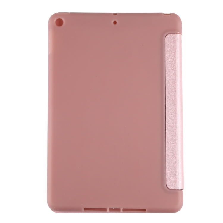 PU Plastic Bottom Case Foldable Deformation Left and Right Flip Leather Case with Three Fold Bracket & Smart Sleep for iPad mini 2019