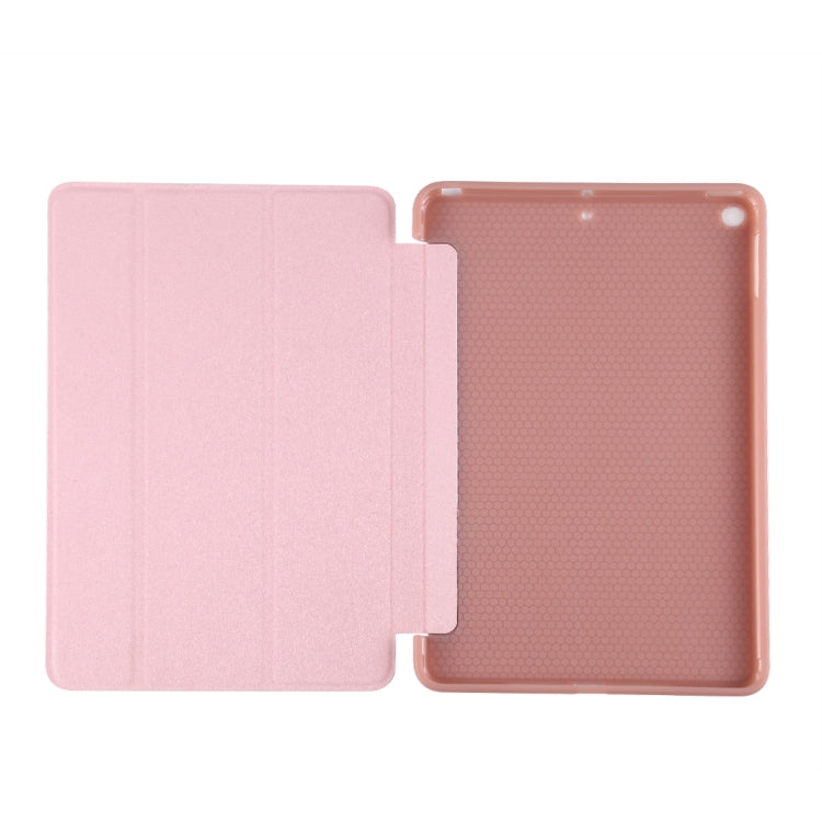PU Plastic Bottom Case Foldable Deformation Left and Right Flip Leather Case with Three Fold Bracket & Smart Sleep for iPad mini 2019