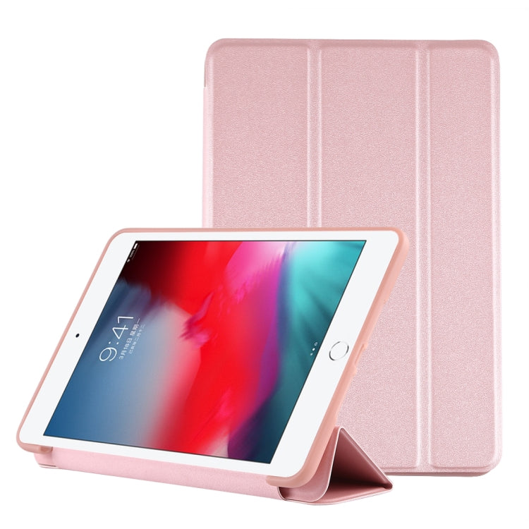 PU Plastic Bottom Case Foldable Deformation Left and Right Flip Leather Case with Three Fold Bracket & Smart Sleep for iPad mini 2019