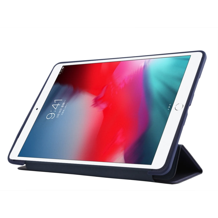 PU Plastic Bottom Case Foldable Deformation Left and Right Flip Leather Case with Three Fold Bracket & Smart Sleep for iPad Air3 2019