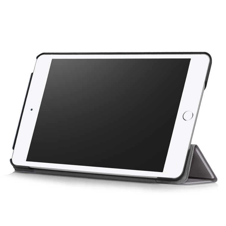 Étui en cuir à rabat horizontal texturé Custer pour iPad Mini 2019 et Mini 4, avec support pliable en trois parties et fonction veille/réveil, pour iPad Mini 2019 et Mini 4