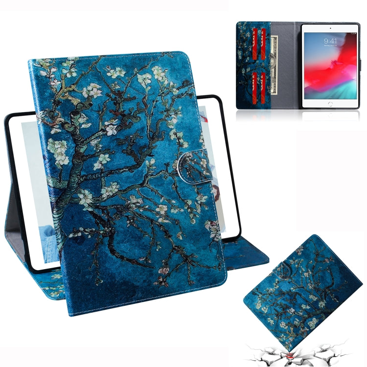 Étui à rabat horizontal en cuir à motif abricot pour iPad Mini (2019) / 4 / 3 / 2 / 1, avec support, fente pour cartes et portefeuille, pour iPad Mini (2019) / 4 / 3 / 2 / 1