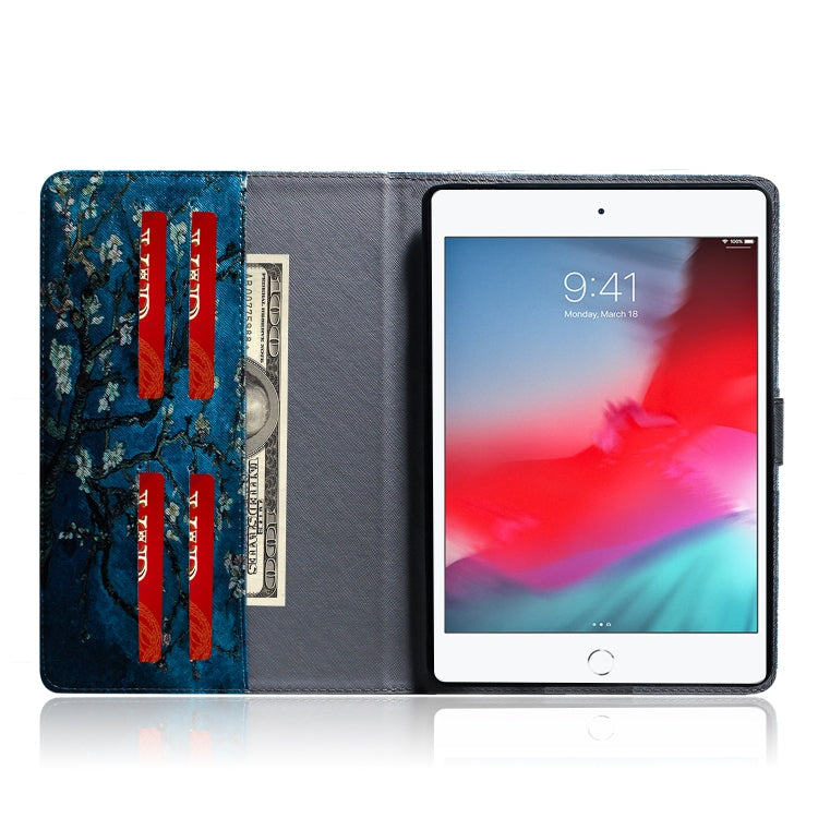 Étui à rabat horizontal en cuir à motif abricot pour iPad Mini (2019) / 4 / 3 / 2 / 1, avec support, fente pour cartes et portefeuille, pour iPad Mini (2019) / 4 / 3 / 2 / 1