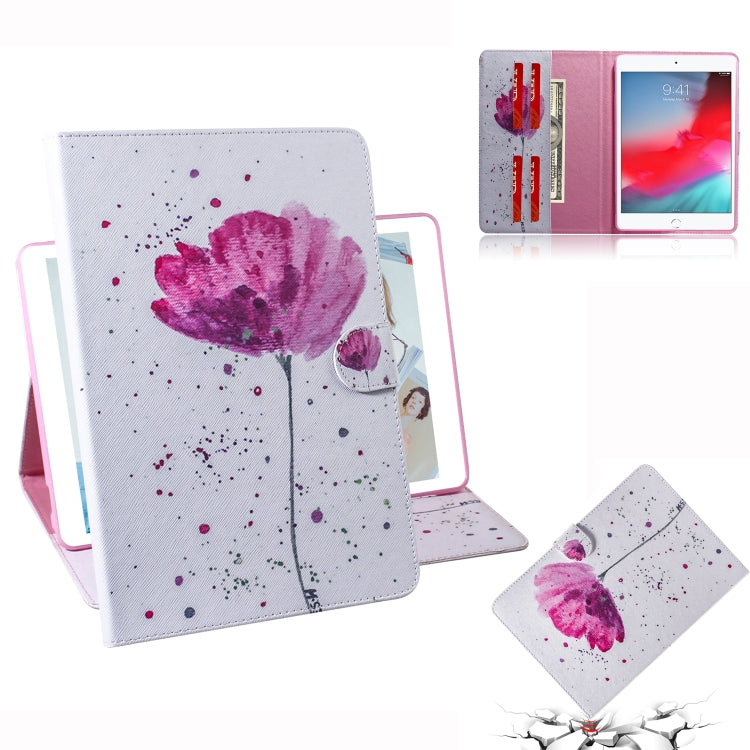 Purple Orchids Pattern Horizontal Flip Leather Case for iPad Mini (2019) / 4 / 3 / 2 / 1, with Holder & Card Slot & Wallet, For iPad Mini (2019) / 4 / 3 / 2 / 1
