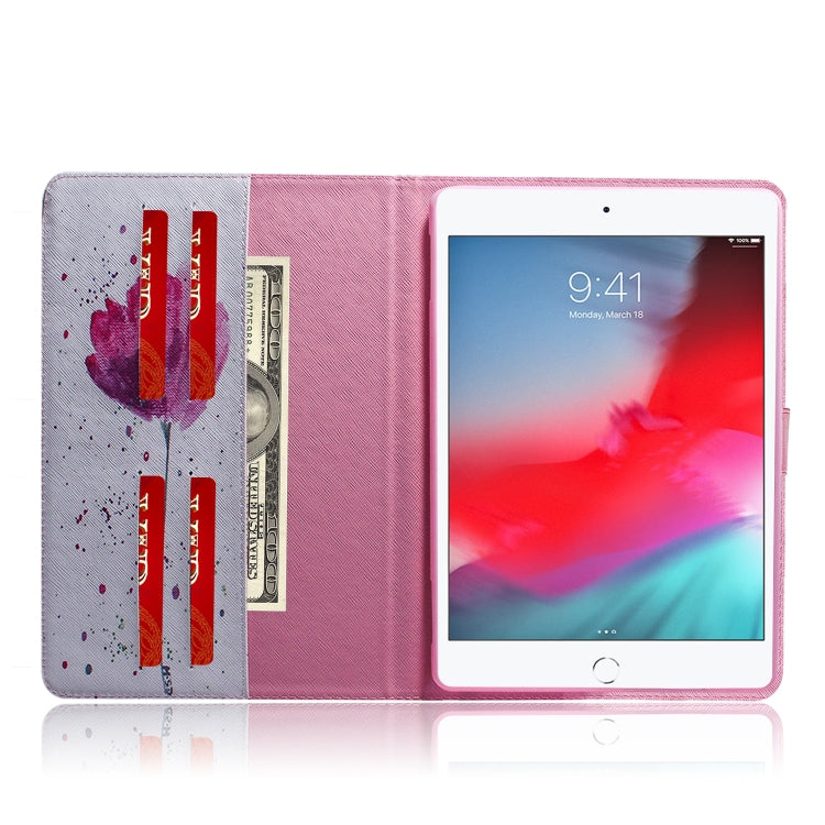 Purple Orchids Pattern Horizontal Flip Leather Case for iPad Mini (2019) / 4 / 3 / 2 / 1, with Holder & Card Slot & Wallet, For iPad Mini (2019) / 4 / 3 / 2 / 1