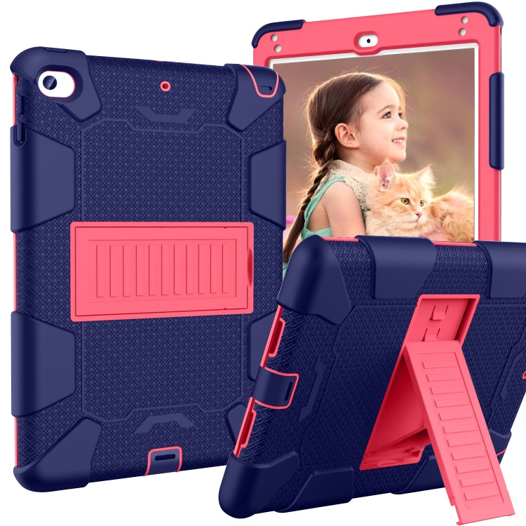 Shockproof Two-color Silicone Protection Shell for iPad Mini 2019 & 4, with Holder (Rose Red+Blue), IPRO0183A, IPRO0183B, IPRO0183C, IPRO0183D, IPRO0183E, IPRO0183F, IPRO0183G, IPRO0183H, IPRO0183I, IPRO0183J, IPRO0183K