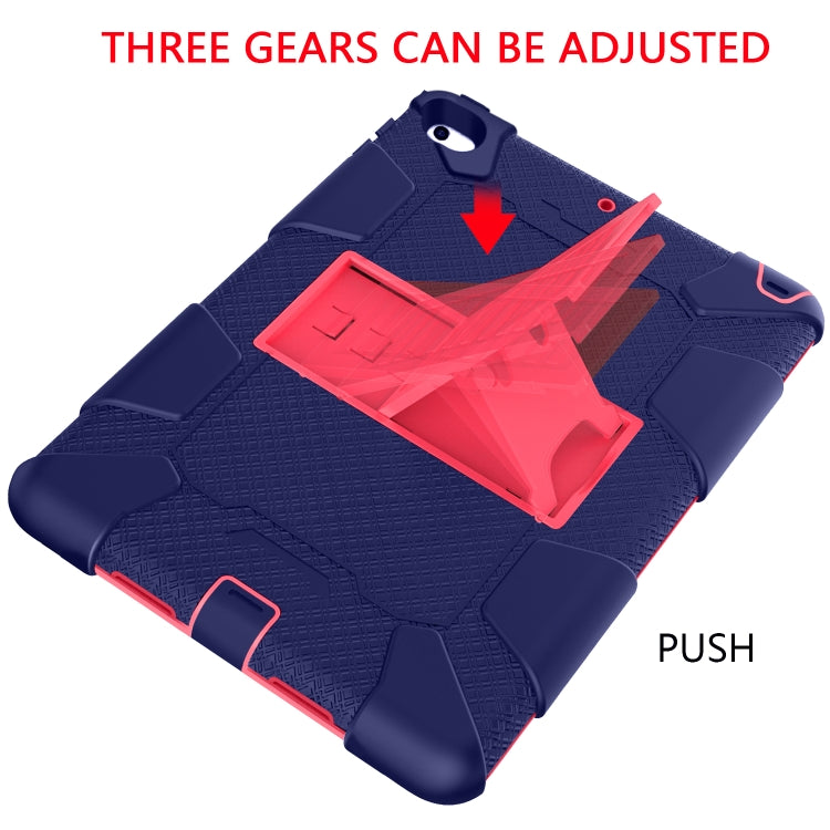Shockproof Two-color Silicone Protection Shell for iPad Mini 2019 & 4, with Holder (Rose Red+Blue), IPRO0183A, IPRO0183B, IPRO0183C, IPRO0183D, IPRO0183E, IPRO0183F, IPRO0183G, IPRO0183H, IPRO0183I, IPRO0183J, IPRO0183K