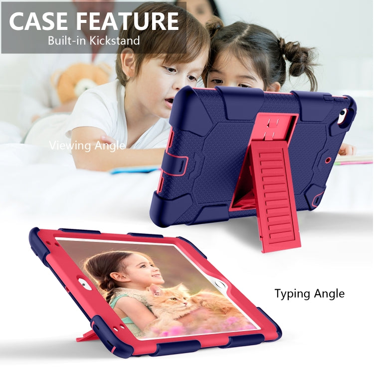 Shockproof Two-color Silicone Protection Shell for iPad Mini 2019 & 4, with Holder (Rose Red+Blue), IPRO0183A, IPRO0183B, IPRO0183C, IPRO0183D, IPRO0183E, IPRO0183F, IPRO0183G, IPRO0183H, IPRO0183I, IPRO0183J, IPRO0183K