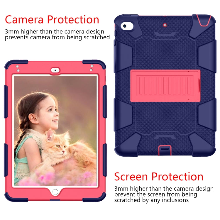 Shockproof Two-color Silicone Protection Shell for iPad Mini 2019 & 4, with Holder (Rose Red+Blue), IPRO0183A, IPRO0183B, IPRO0183C, IPRO0183D, IPRO0183E, IPRO0183F, IPRO0183G, IPRO0183H, IPRO0183I, IPRO0183J, IPRO0183K