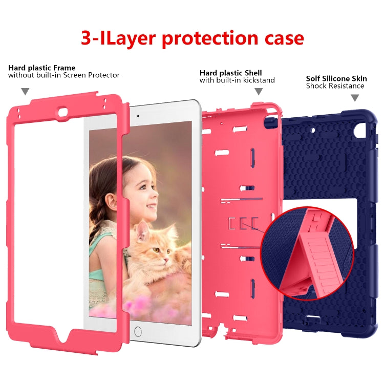 Shockproof Two-color Silicone Protection Shell for iPad Mini 2019 & 4, with Holder (Rose Red+Blue), IPRO0183A, IPRO0183B, IPRO0183C, IPRO0183D, IPRO0183E, IPRO0183F, IPRO0183G, IPRO0183H, IPRO0183I, IPRO0183J, IPRO0183K