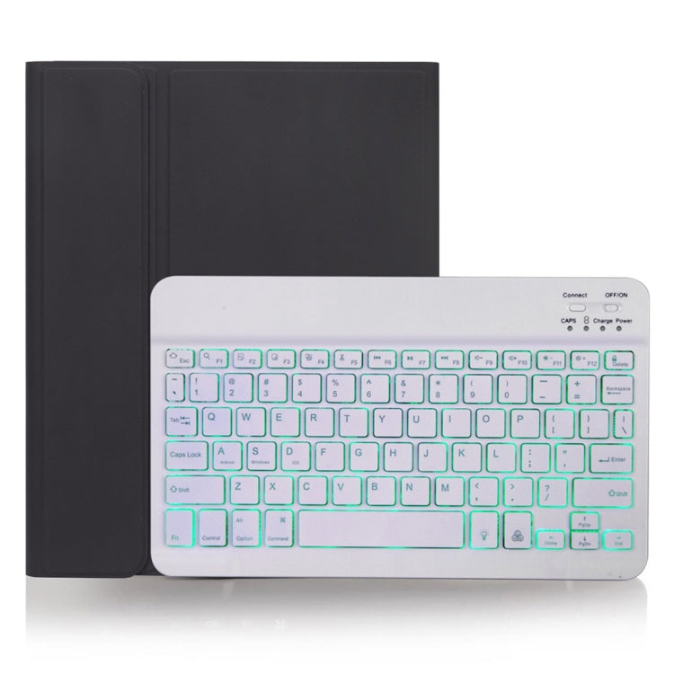X-11BS Skin Plain Texture Detachable Bluetooth Keyboard Tablet Case for iPad Pro 11 inch 2020 / 2018, with Pen Slot & Backlight, White Keyboard