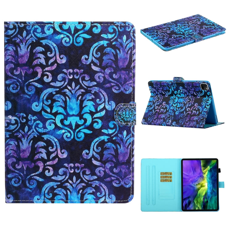 For iPad 11 Pro (2020) Painted Flower Totem Car Line TPU Horizontal Flip Leather Tablet Case with Holder & Card Slot & Sleep / Wake-up Function