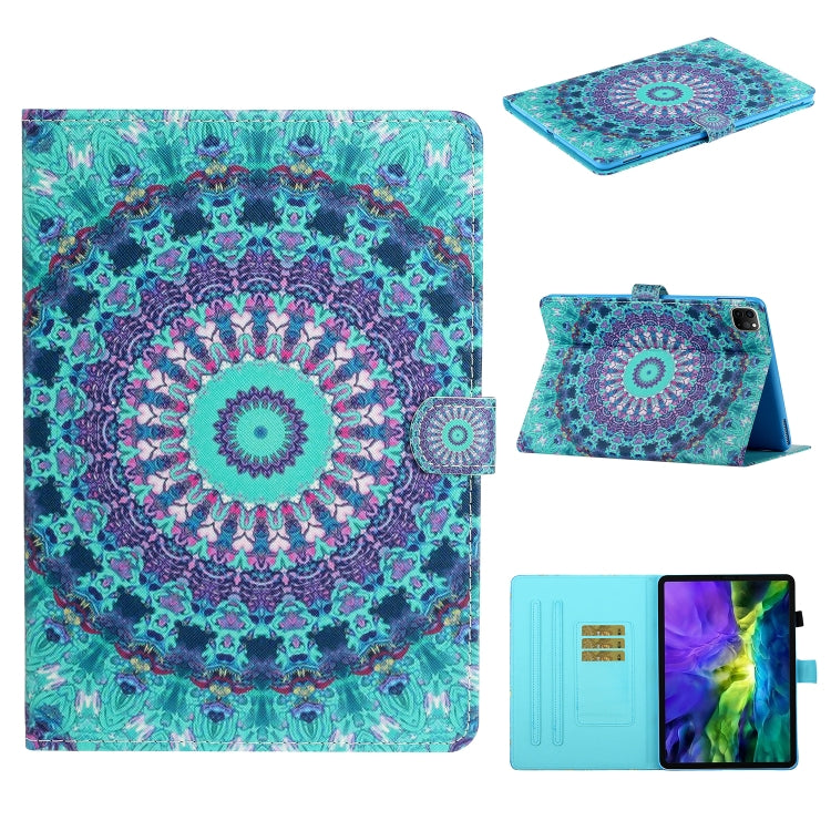 For iPad 11 Pro (2020) Painted Flower Totem Car Line TPU Horizontal Flip Leather Tablet Case with Holder & Card Slot & Sleep / Wake-up Function