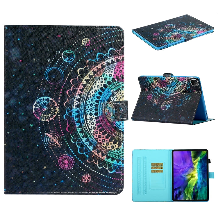 For iPad 11 Pro (2020) Painted Flower Totem Car Line TPU Horizontal Flip Leather Tablet Case with Holder & Card Slot & Sleep / Wake-up Function
