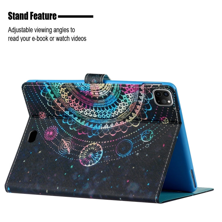 For iPad 11 Pro (2020) Painted Flower Totem Car Line TPU Horizontal Flip Leather Tablet Case with Holder & Card Slot & Sleep / Wake-up Function