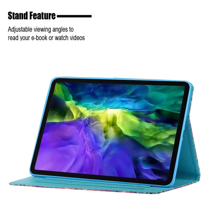For iPad 11 Pro (2020) Painted Flower Totem Car Line TPU Horizontal Flip Leather Tablet Case with Holder & Card Slot & Sleep / Wake-up Function