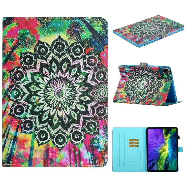 For iPad 11 Pro (2020) Painted Flower Totem Car Line TPU Horizontal Flip Leather Tablet Case with Holder & Card Slot & Sleep / Wake-up Function