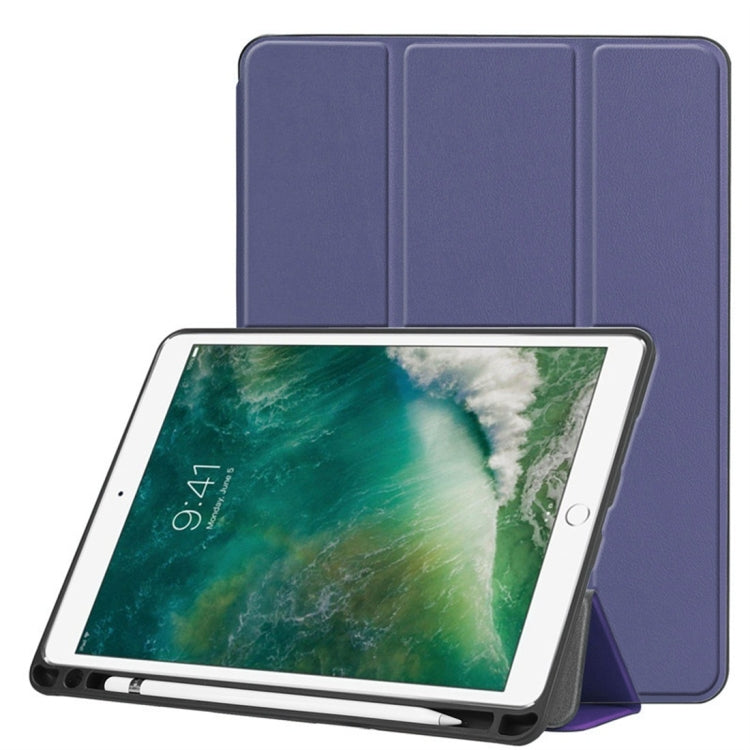 Étui en cuir à rabat horizontal texturé Custer pour iPad Pro 10,5 pouces / iPad Air (2019), avec support pliable en trois parties et emplacement pour stylo, iPad Pro 10,5 pouces / iPad Air (2019), pour iPad Pro 10,5 pouces / iPad Air (2019)