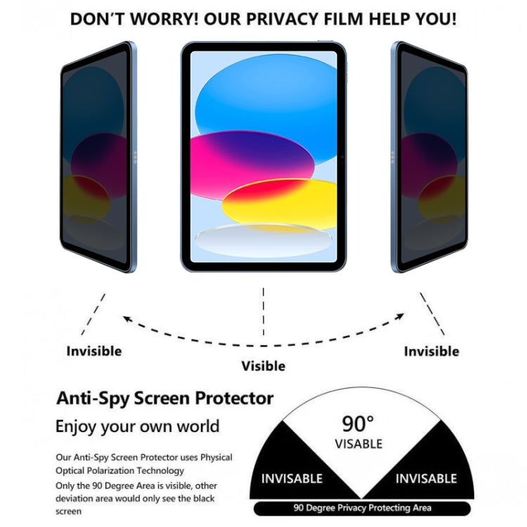 For iPad 10th Gen 10.9 2022 0.33mm 9H 2.5D Privacy Explosion-proof Tempered Glass Film, For iPad 10th Gen 10.9 2022