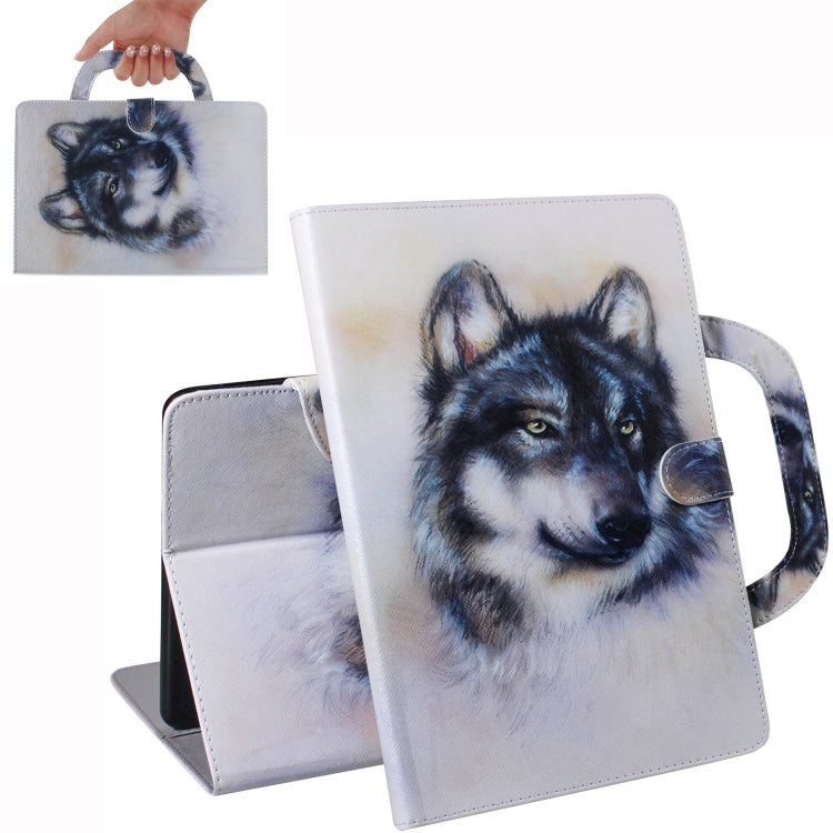 Étui à rabat horizontal en cuir motif loup pour iPad Pro 11 pouces (2018), avec support, fente pour cartes et portefeuille. Pour iPad Pro 11 pouces (2018)