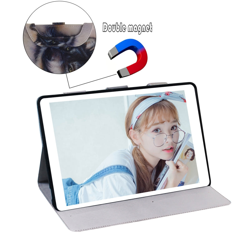 Étui à rabat horizontal en cuir motif loup pour iPad Pro 11 pouces (2018), avec support, fente pour cartes et portefeuille. Pour iPad Pro 11 pouces (2018)