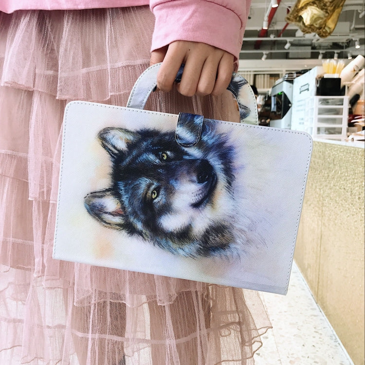 Étui à rabat horizontal en cuir motif loup pour iPad Pro 11 pouces (2018), avec support, fente pour cartes et portefeuille. Pour iPad Pro 11 pouces (2018)