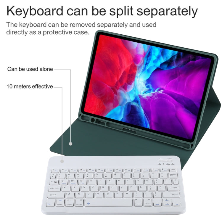 TG11B Detachable Bluetooth White Keyboard + Microfiber Leather Tablet Case for iPad Pro 11 inch (2020), with Pen Slot & Holder, White Keyboard