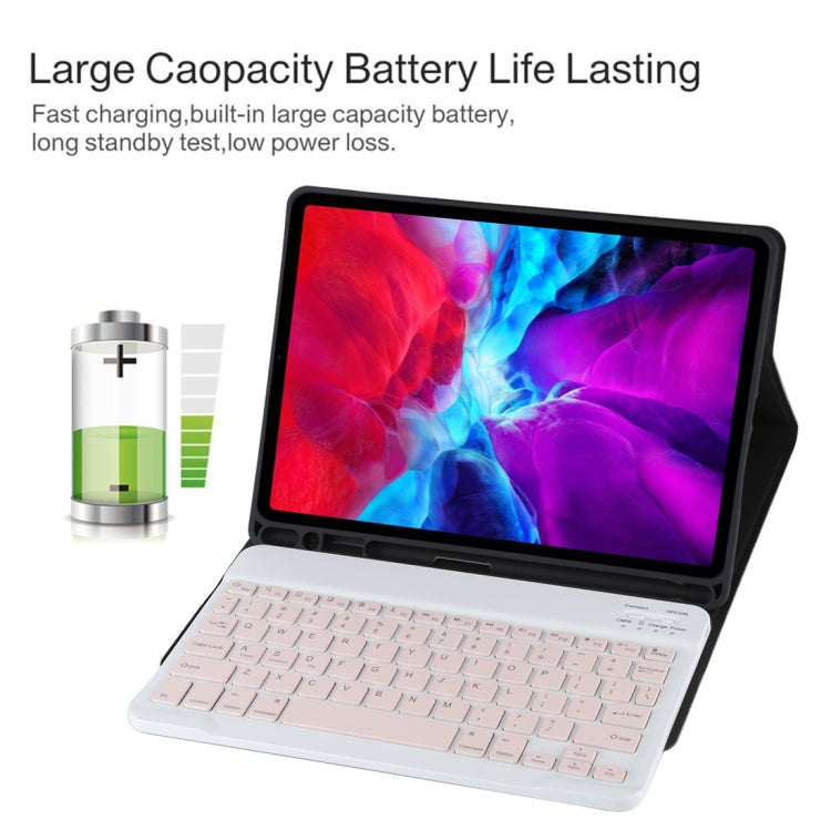 Clavier Bluetooth rose détachable TG11B + étui en cuir microfibre pour iPad Pro 11 pouces (2020), avec emplacement pour stylet et support, clavier rose