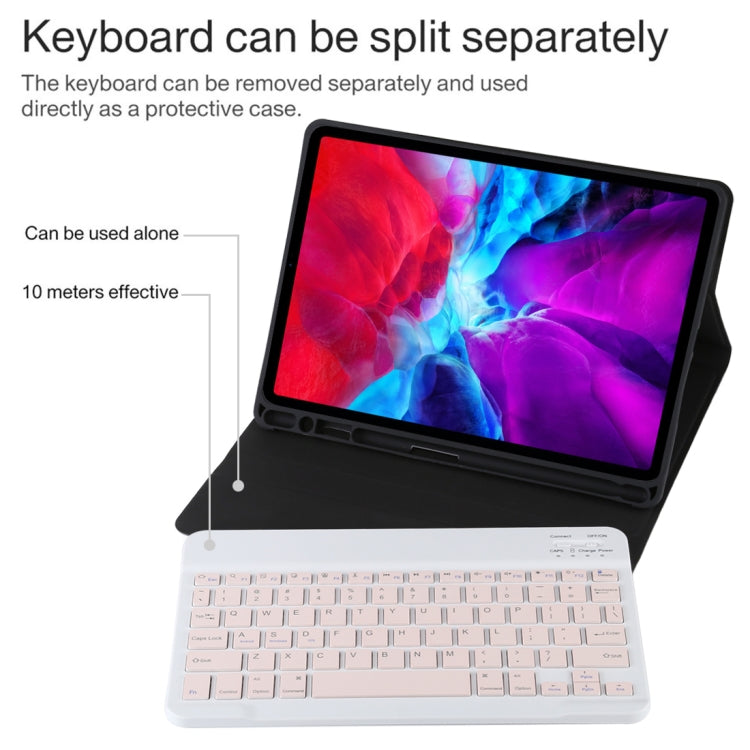 Clavier Bluetooth rose détachable TG11B + étui en cuir microfibre pour iPad Pro 11 pouces (2020), avec emplacement pour stylet et support, clavier rose