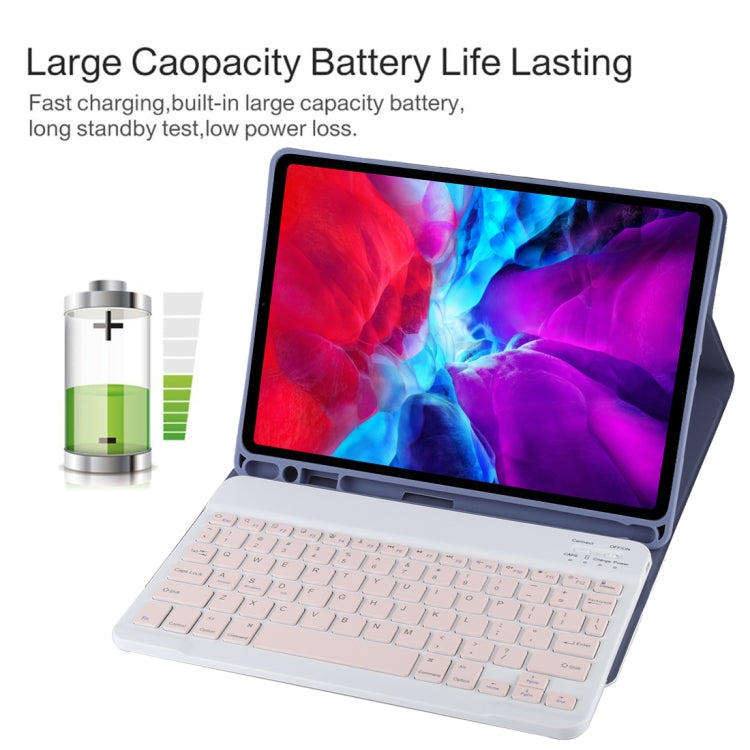TG11B Detachable Bluetooth Pink Keyboard + Microfiber Leather Tablet Case for iPad Pro 11 inch (2020), with Pen Slot & Holder, Pink Keyboard