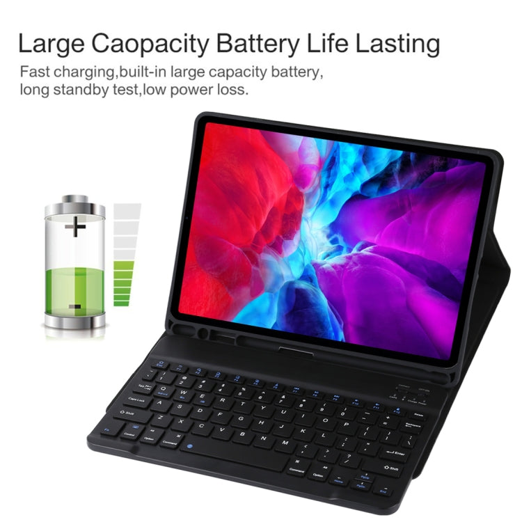 Clavier Bluetooth noir détachable TG11B + étui en cuir microfibre pour iPad Pro 11 pouces (2020), avec emplacement pour stylet et support, clavier noir