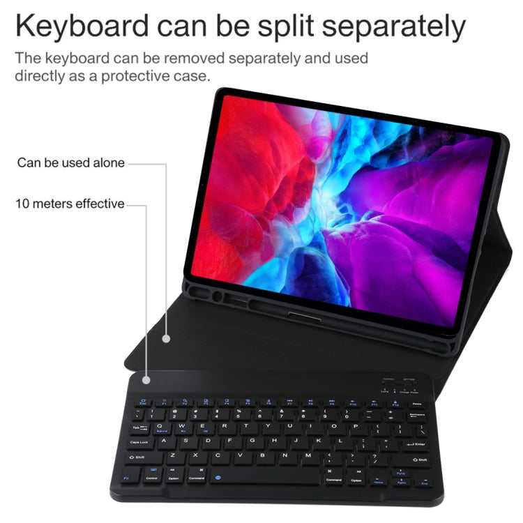 Clavier Bluetooth noir détachable TG11B + étui en cuir microfibre pour iPad Pro 11 pouces (2020), avec emplacement pour stylet et support, clavier noir