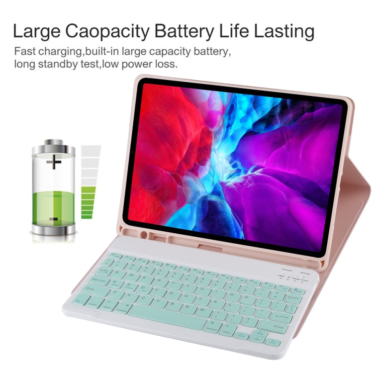 TG11B Detachable Bluetooth Green Keyboard + Microfiber Leather Tablet Case for iPad Pro 11 inch (2020), with Pen Slot & Holder, Green Keyboard