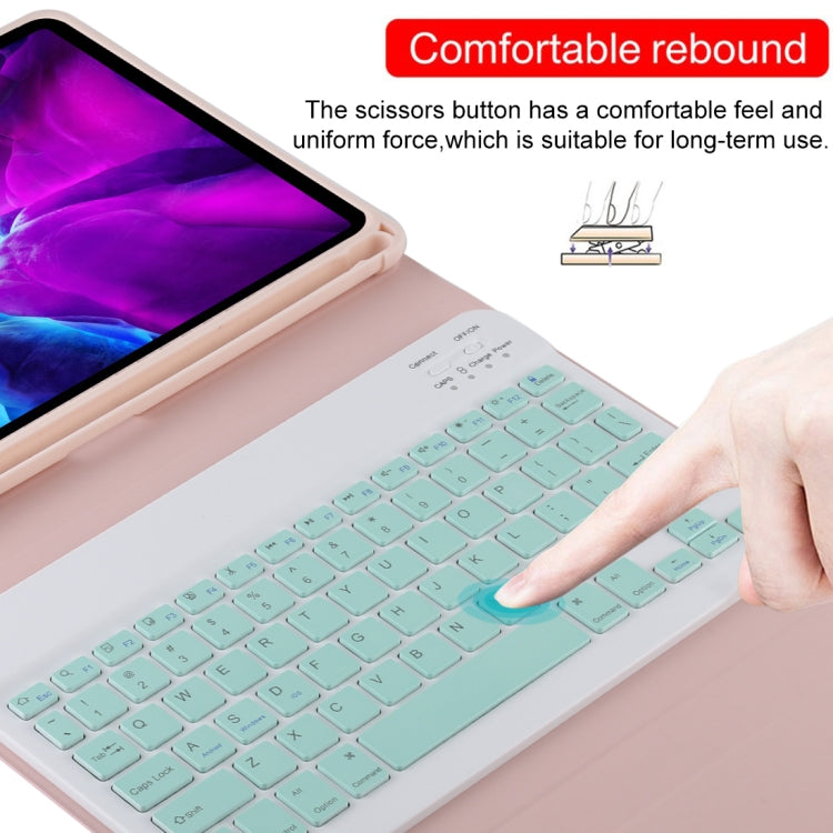 TG11B Detachable Bluetooth Green Keyboard + Microfiber Leather Tablet Case for iPad Pro 11 inch (2020), with Pen Slot & Holder, Green Keyboard