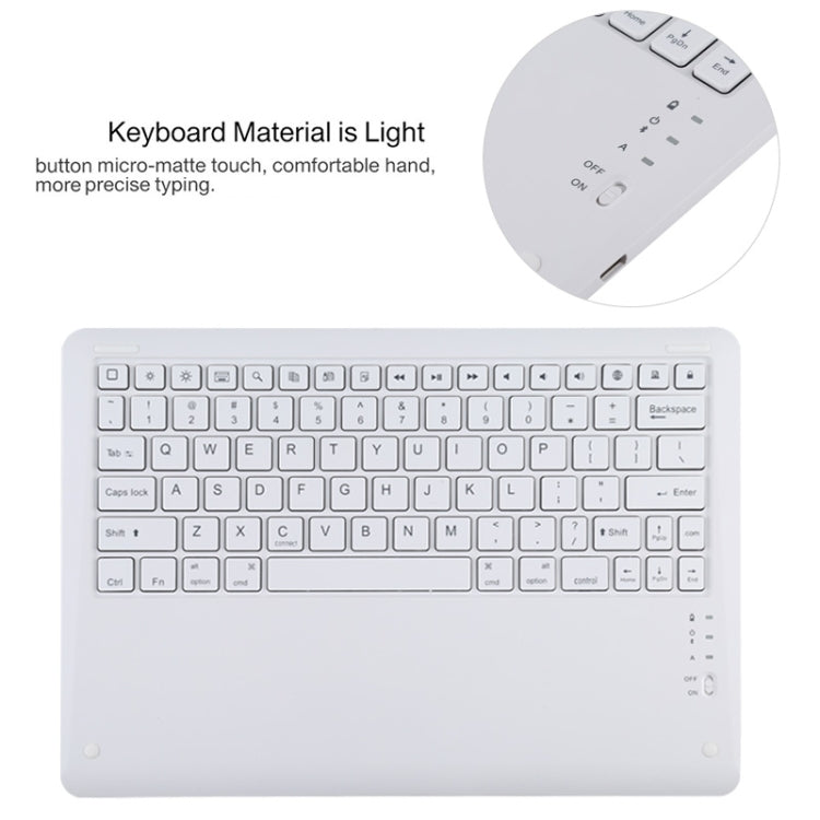 T129 Detachable Bluetooth White Keyboard Microfiber Leather Tablet Case for iPad Pro 12.9 inch (2020), with Holder, White Keyboard