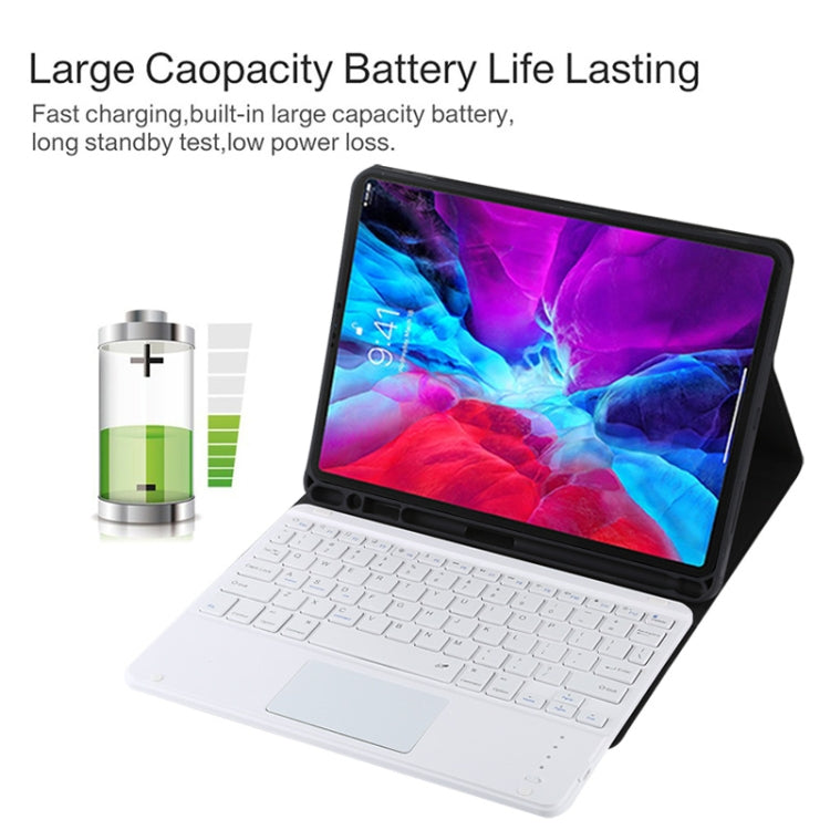 Étui en cuir microfibre avec clavier Bluetooth amovible TG11BC pour iPad Pro 11 pouces (2020), avec pavé tactile, emplacement pour stylet et support, clavier blanc