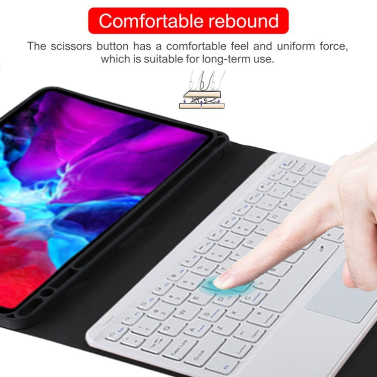 Étui en cuir microfibre avec clavier Bluetooth amovible TG11BC pour iPad Pro 11 pouces (2020), avec pavé tactile, emplacement pour stylet et support, clavier blanc