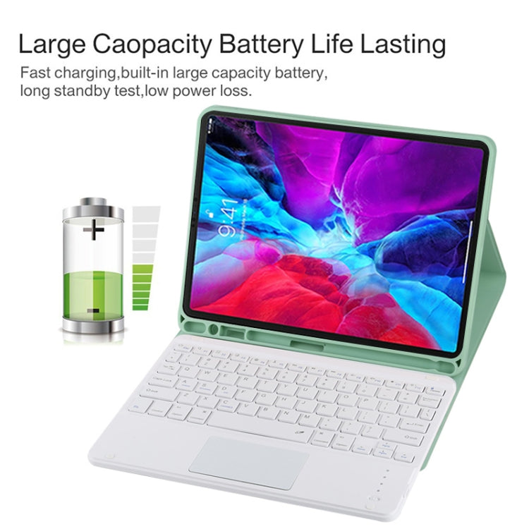 TG11BC Detachable Bluetooth White Keyboard Microfiber Leather Tablet Case for iPad Pro 11 inch (2020), with Touchpad & Pen Slot & Holder, White Keyboard