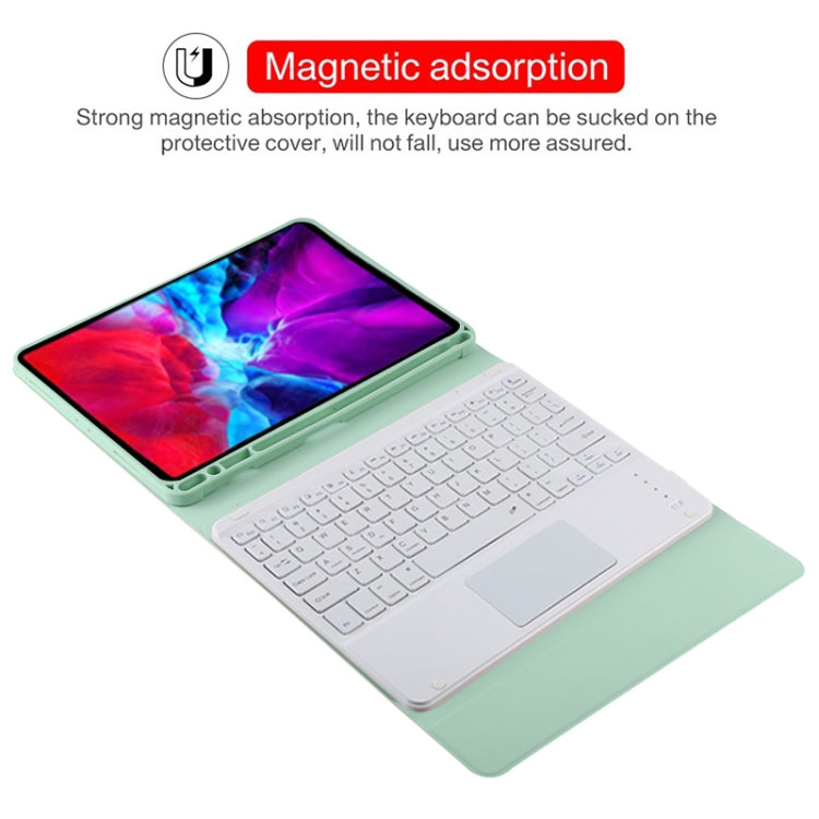TG11BC Detachable Bluetooth White Keyboard Microfiber Leather Tablet Case for iPad Pro 11 inch (2020), with Touchpad & Pen Slot & Holder, White Keyboard