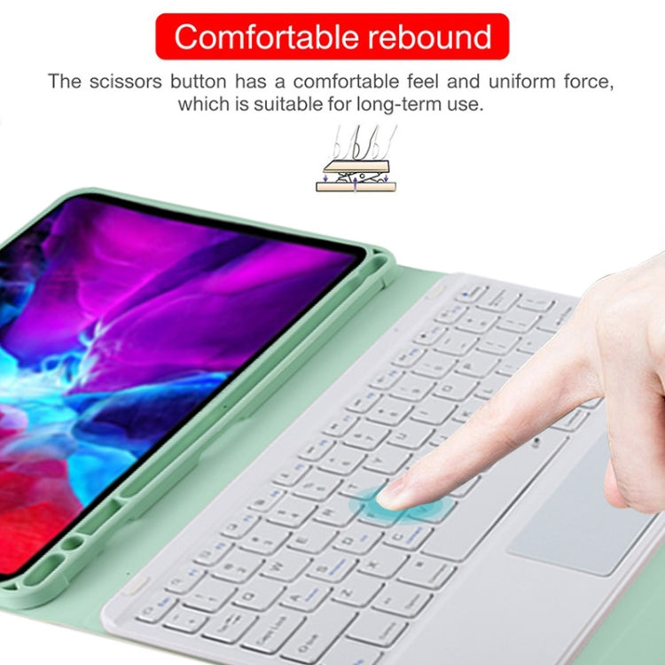 TG11BC Detachable Bluetooth White Keyboard Microfiber Leather Tablet Case for iPad Pro 11 inch (2020), with Touchpad & Pen Slot & Holder, White Keyboard