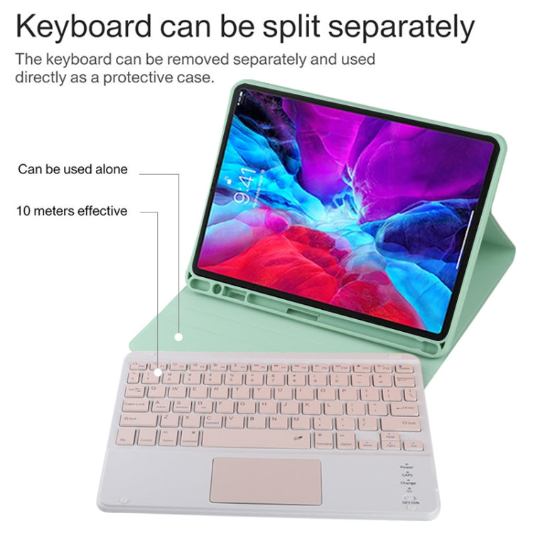 TG11BC Detachable Bluetooth Pink Keyboard Microfiber Leather Tablet Case for iPad Pro 11 inch (2020), with Touchpad & Pen Slot & Holder, Pink Keyboard
