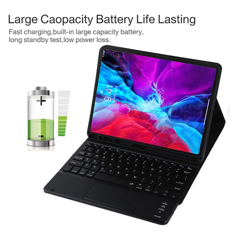 TG11BC Detachable Bluetooth Black Keyboard Microfiber Leather Tablet Case for iPad Pro 11 inch (2020), with Touchpad & Pen Slot & Holder, Black Keyboard
