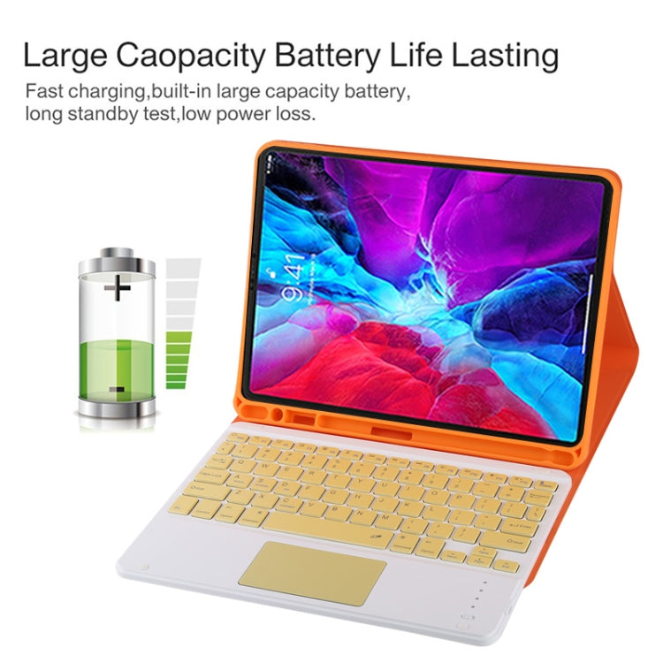 TG11BC Detachable Bluetooth Yellow Keyboard Microfiber Leather Tablet Case for iPad Pro 11 inch (2020), with Touchpad & Pen Slot & Holder, Yellow Keyboard