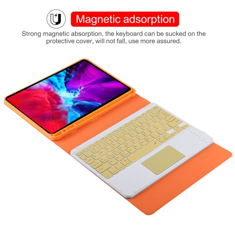 TG11BC Detachable Bluetooth Yellow Keyboard Microfiber Leather Tablet Case for iPad Pro 11 inch (2020), with Touchpad & Pen Slot & Holder, Yellow Keyboard