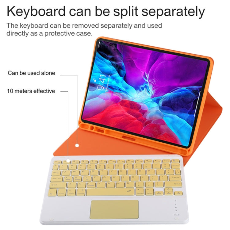 TG11BC Detachable Bluetooth Yellow Keyboard Microfiber Leather Tablet Case for iPad Pro 11 inch (2020), with Touchpad & Pen Slot & Holder, Yellow Keyboard