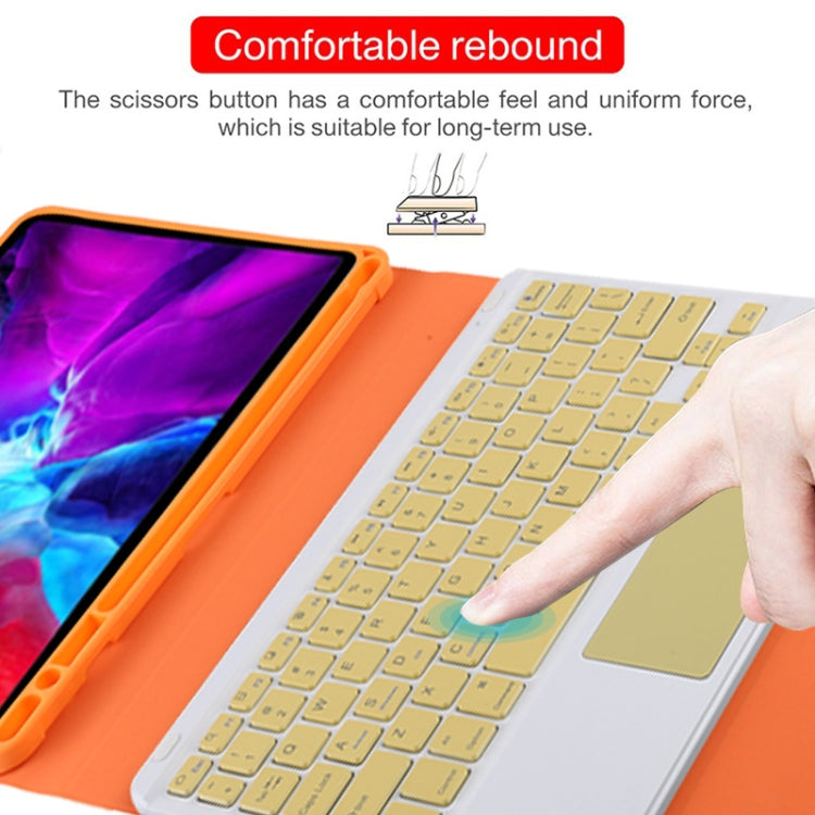TG11BC Detachable Bluetooth Yellow Keyboard Microfiber Leather Tablet Case for iPad Pro 11 inch (2020), with Touchpad & Pen Slot & Holder, Yellow Keyboard
