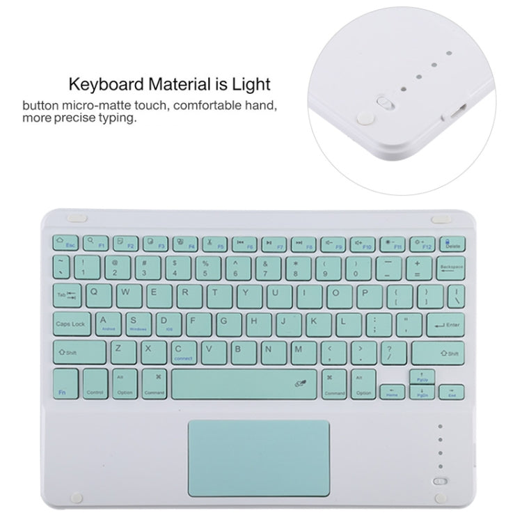 TG11BC Detachable Bluetooth Green Keyboard Microfiber Leather Tablet Case for iPad Pro 11 inch (2020), with Touchpad & Pen Slot & Holder, Green Keyboard