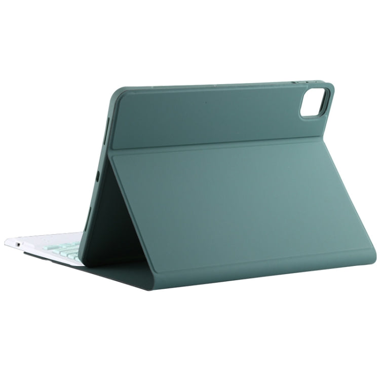 TG11BC Detachable Bluetooth Green Keyboard Microfiber Leather Tablet Case for iPad Pro 11 inch (2020), with Touchpad & Pen Slot & Holder, Green Keyboard